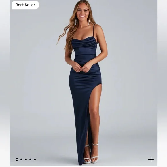 lola high slit dress Lola High Slit Crepe Dress